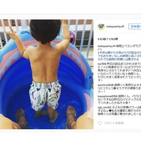 サッカー日本代表・小林悠、愛息とプール遊び…「試合の次の日でもおかまいなし」 画像