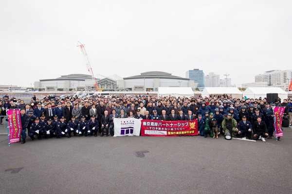 東京ビッグサイトで1月17日に行われた東京マラソン2016「爆発物処理訓練」「ドローン対応・避難誘導訓練」