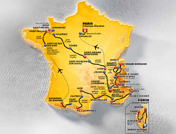 2013ツール・ド・フランスのコースマップ