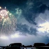 驚きの美しさ！花火と稲妻が同時に光った瞬間が撮影される！