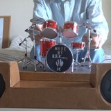 紙工作でドラムを作る！音が鳴り、フットペダルも連動…ニコニコ動画