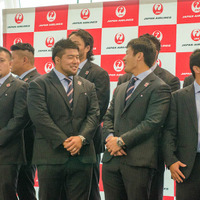ラグビーワールドカップに出場する日本代表チームの出発セレモニーをJALが開催（2015年9月1日）