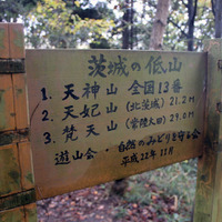 山名が書かれた看板の裏には、茨城県の低山ベスト3が書かれていた。今度、登ろうと思う。