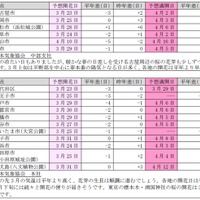 日本気象協会が桜の開花予想を発表