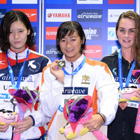 FINA競泳ワールドカップ東京大会、50mバタフライを制した池江璃花子（2015年10月29日）