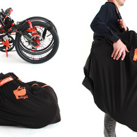 自転車を包み込む輪行バッグ「伸びる輪行キャリングバッグ」 画像