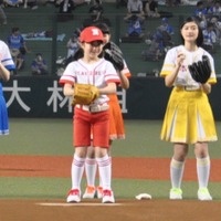 本田紗来ちゃん、プロ野球交流戦のセレモニーピッチで全力投球