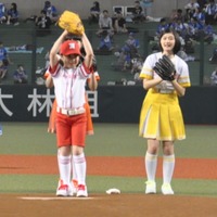 本田紗来ちゃん、プロ野球交流戦のセレモニーピッチで全力投球