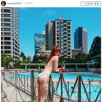 藤井リナ、紐ビキニの水着でセクシーショット「気持ちいい」 画像