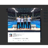 競泳・入江陵介、メインプールで初スイム！「泳ぎやすい！」