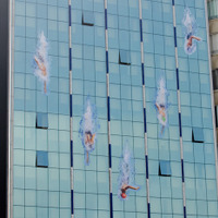 【リオ2016】ビル側面に競泳をデザイン…NISSANのホテルのアイディア 画像