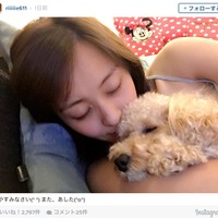 元体操・田中理恵、愛犬と寝る姿に「世界一可愛い」の声 画像