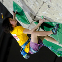 スポーツクライミング日本ユース選手権リード競技大会2017が開催。女子ユースBで優勝した森秋彩（2017年4月16日）