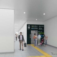 有楽町駅の国際フォーラム口と中央口を結ぶ改札内通路のイメージ。