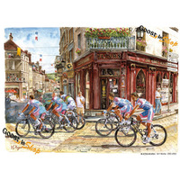 　ツール・ド・フランスをMTBで追いかけるイラストレーター、小河原政男の個展「ツール・ド・フランスの絵画展」が5月22日までモンベル奈良店で開催されている。およそ1年かけて全国8店舗のモンベルサロンをめぐる。奈良は2店舗目。2007年に初の個展を開催したが、今回