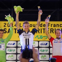 2014ツール・ド・フランスさいたまクリテリウム、マルセル・キッテル（ジャイアント・シマノ）が優勝、ペーター・サガンが2位（キャノンデール）、アレクサンドル・クリストフ（カチューシャ）が3位