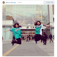 ファイターズガールが札幌駅前でジャンプ！「#宇宙一を目指せ」 画像