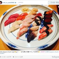 安藤美姫、札幌に到着しお寿司を堪能…「美味しそう過ぎる」の声 画像