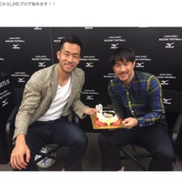 岡崎慎司、LINEブログ開始！親友の吉田麻也とツーショット 画像