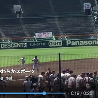 甲子園練習、外野ノックで跳ね返りを確認 画像