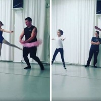 バレエ教室に通う子どもと一緒にレッスンを受けるパパたちが可愛い! 画像