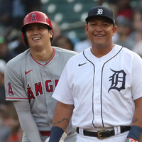 【MLB】4出塁の大谷翔平、三冠王カブレラの“イタズラ”に満面の笑顔　相手チームSNSは「ごめん、ショウヘイ」 画像