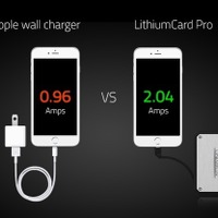 コンセントより高速に充電、モバイルバッテリー「Lithium Card PRO」 画像