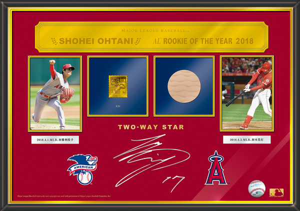 大谷翔平ア・リーグ新人王受賞記念切手型純金プレートセットが発売 