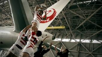 ラグビー日本代表が羽田空港格納庫を駆け巡る…J SPORTS×JALがプロモーション動画制作 画像