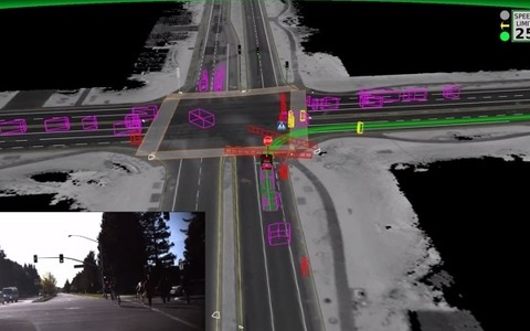 Google、「自動運転カープロジェクト」の動画公開……市街地で工事や自転車、歩行者にも対処 画像