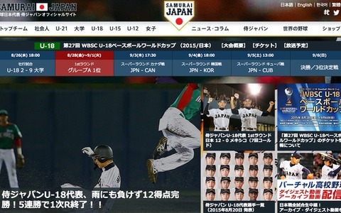 野球日本代表オフィシャルサイト、多言語化へ…クロスランゲージの機械翻訳エンジン搭載 画像