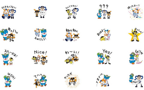 セ・リーグ6球団のマスコットがコラボしたLINE公式スタンプ発売 画像