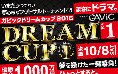 優勝賞金1000万円「ガビックドリームカップ2016フットサル大会」8月開催 画像