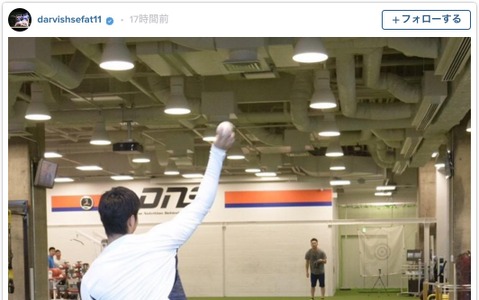 田中将大と大谷翔平がキャッチボール…「すごいなぁ」とファンもため息 画像