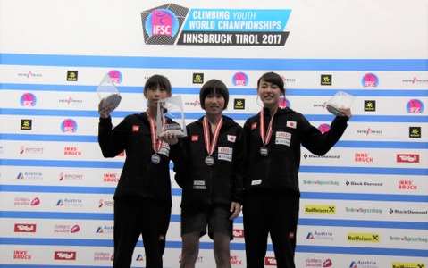 クライミング世界ユース選手権、再び表彰台独占！女子リードで圧勝 画像