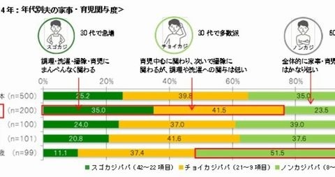 家事育児への関与は大幅増、完ぺきな夫は3割…30代共働き夫婦 画像