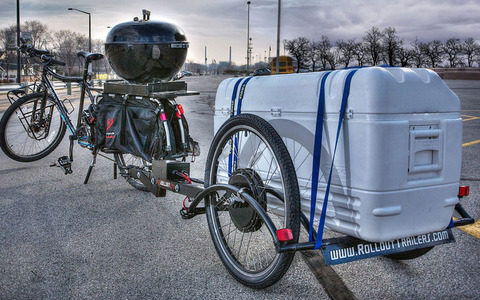 自転車に連結、電動トレーラーで何運ぶ？ 画像