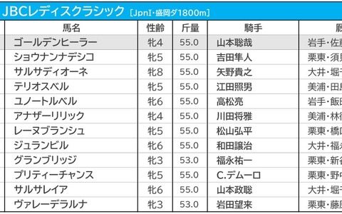 【JBCレディスクラシック／3連複3点勝負】軸は古豪ではなく「3歳馬」　相手も伏兵で万馬券射程 画像