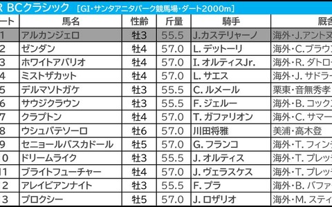 【BCクラシック／馬単5点】ウシュバテソーロに“勝機到来”　米対抗格は不安材料続々……「妙味は先行勢」 画像