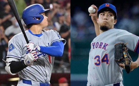 【MLB】大谷翔平、驚異の「1.43」千賀滉大と今季初対戦　ナ・リーグ本塁打王＆最優秀防御率争いの両者が注目マッチアップ 画像