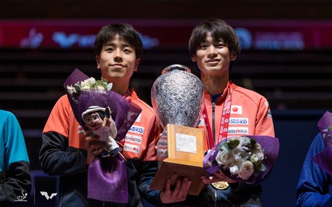 64年ぶり世界一の戸上隼輔、篠塚大登に贈られる賛辞　カタールで躍動の“とがしの”ペアは「日本男子ダブルスの復活を証明」 画像