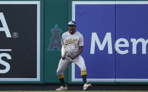 【MLB】「年間最優秀プレー」球史に残る本塁打キャッチに絶賛の嵐　ア軍の25歳中堅手の好守に実況大興奮「なんてこった」 画像