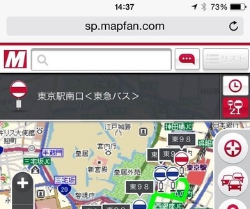スマホ向けMapFan、対応バス路線に東急バス151路線を追加 画像