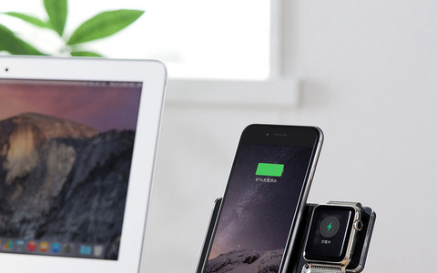 Apple WatchとiPhoneを一緒に充電できる充電スタンド…サンワサプライ 画像