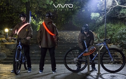 暗闇での視認性を高める、光るウェアラブルロック「VIvid Bike Lock」登場　メルボルン発 画像