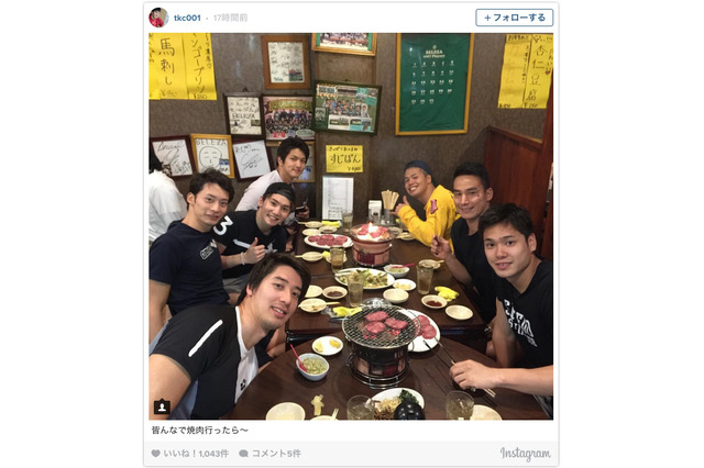 競泳日本代表・松田丈志、入江陵介らに誕生日のお祝い「皆んなで焼肉」 画像