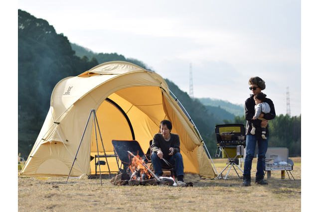 火の粉に強いドーム型タープ兼テント「ファイヤーベース」発売 画像
