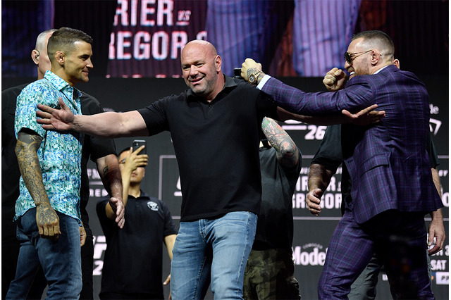 【格闘技／UFC】マクレガーvs.ポイエー、衝撃のカーフキック決着から7カ月ぶりの因縁対決　フェイスオフであわや大乱闘 画像