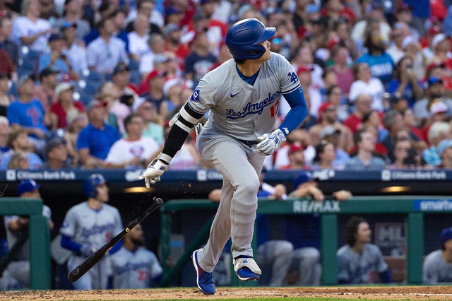 【MLB】大谷翔平、左前打と今季21盗塁目でチャンスメーク　打球は“元同僚”マーシュの元へ 画像