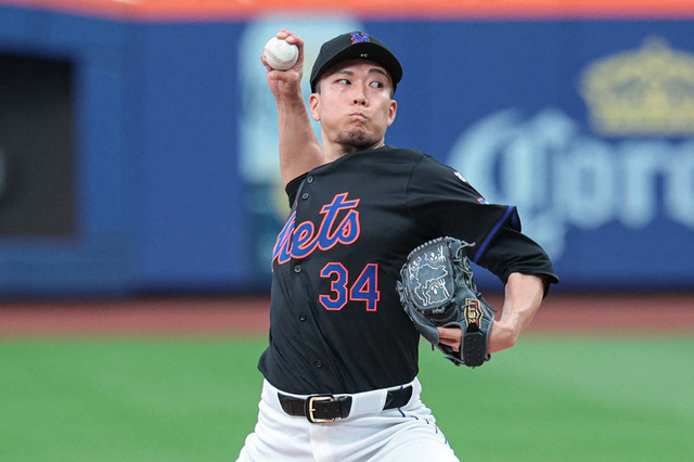 【MLB】右肩痛から復帰の千賀滉大、ブレーブスから9奪三振の快投　今季初勝利＆日米通算100勝も……左ふくらはぎを痛めて緊急降板 画像